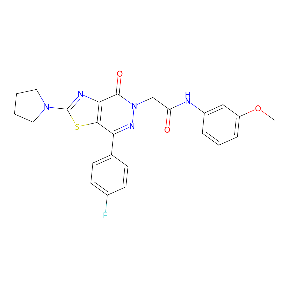 2-(7-(4-fluorophenyl)-4-oxo-2-(pyrrolidin-1-yl)thiazolo[4,5-d]pyridazin-5(4H)-yl)-N-(3-methoxyphenyl)acetamide molecular structure, CAS 1171164-97-8