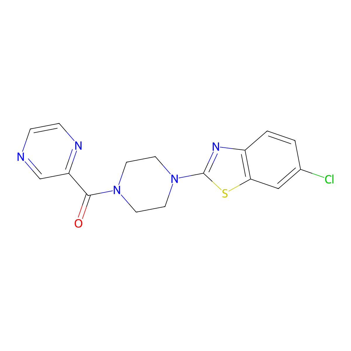 (4-(6-Chlorobenzo[d]thiazol-2-yl)piperazin-1-yl)(pyrazin-2-yl)methanone molecular structure, CAS 1171168-00-5