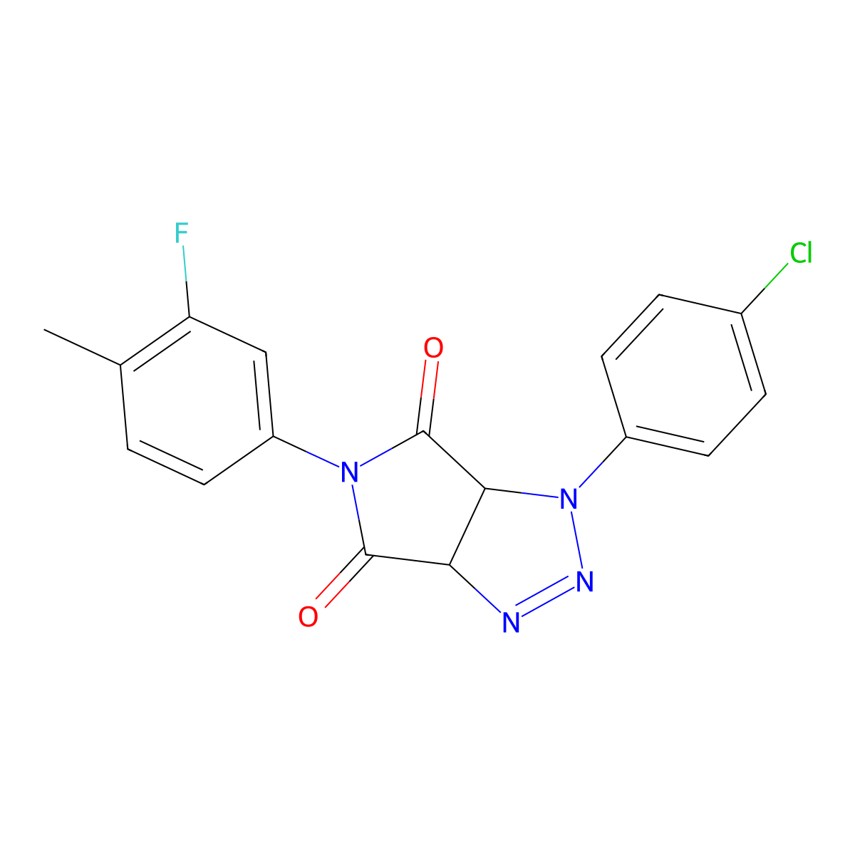 1-(4-chlorophenyl)-5-(3-fluoro-4-methylphenyl)-1,6a-dihydropyrrolo[3,4-d][1,2,3]triazole-4,6(3aH,5H)-dione molecular structure, CAS 1171169-23-5