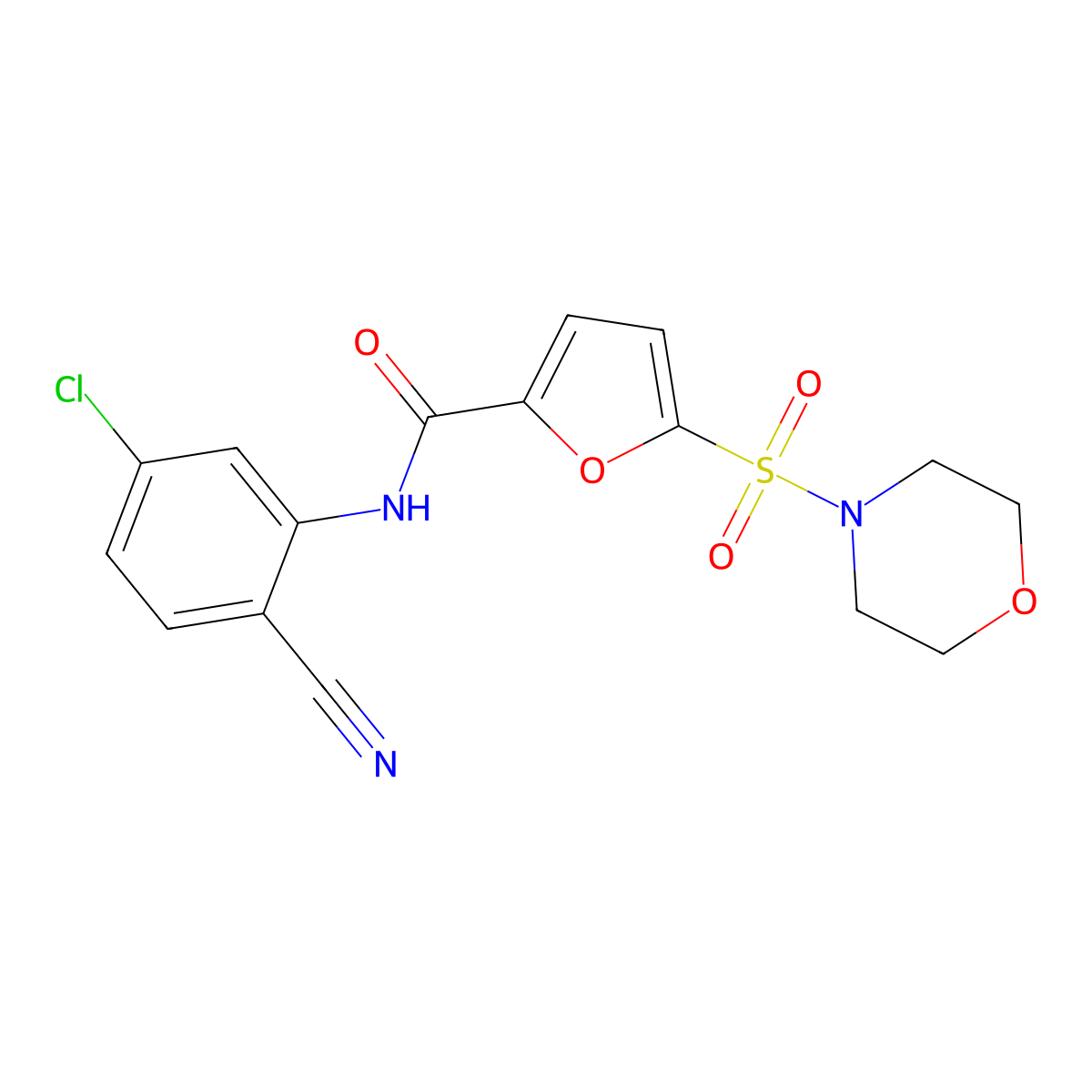 N-(5-chloro-2-cyanophenyl)-5-(morpholinosulfonyl)furan-2-carboxamide molecular structure, CAS 1171171-95-1