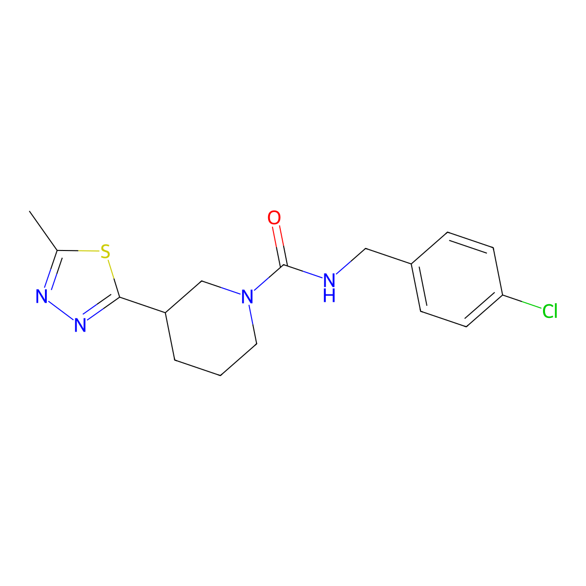 N-(4-chlorobenzyl)-3-(5-methyl-1,3,4-thiadiazol-2-yl)piperidine-1-carboxamide molecular structure, CAS 1171173-75-3