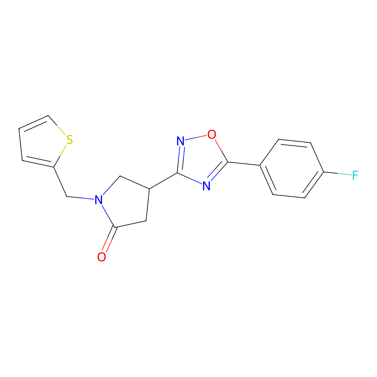 4-(5-(4-Fluorophenyl)-1,2,4-oxadiazol-3-yl)-1-(thiophen-2-ylmethyl)pyrrolidin-2-one molecular structure, CAS 1171175-12-4