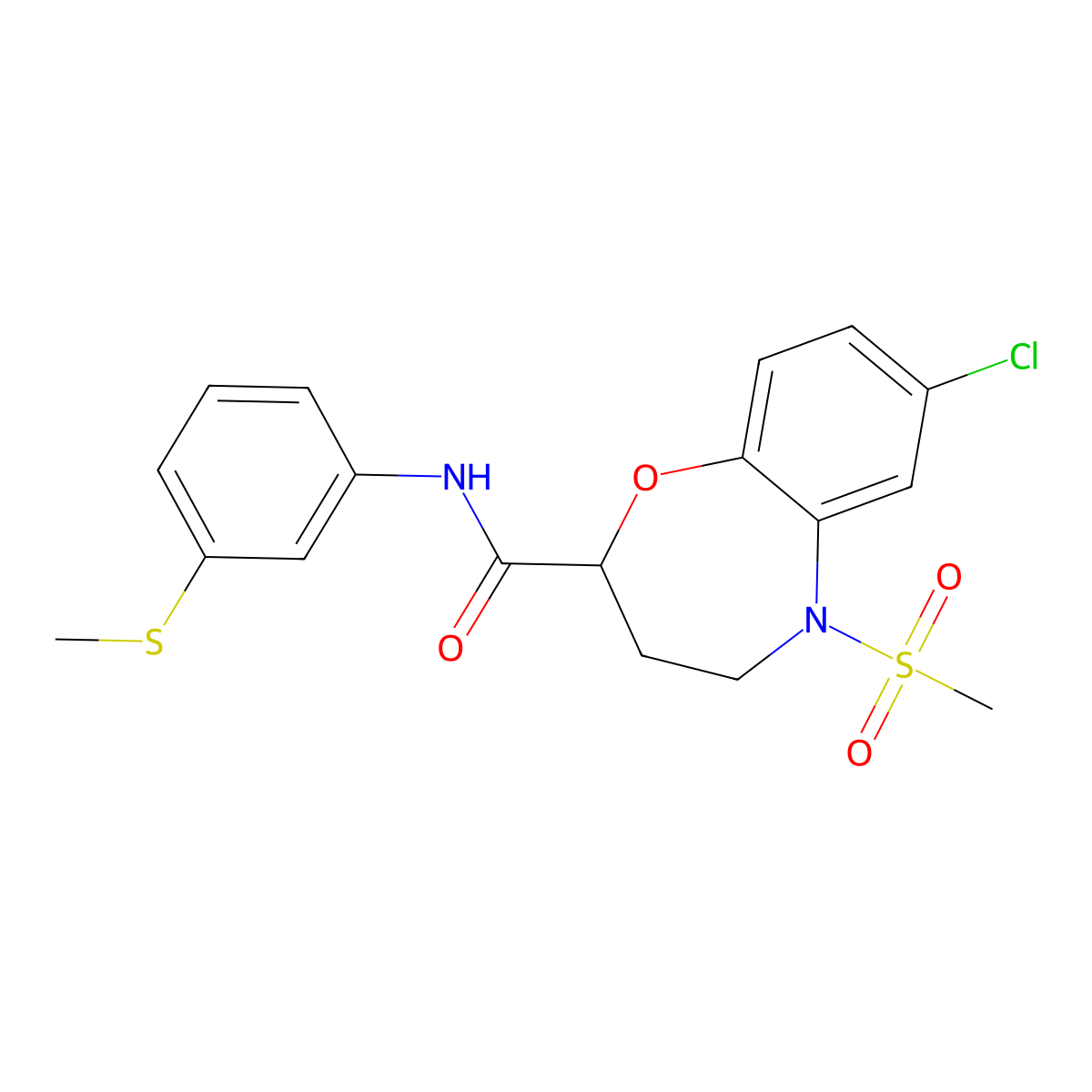 7-Chloro-5-methanesulfonyl-N-[3-(methylsulfanyl)phenyl]-2,3,4,5-tetrahydro-1,5-benzoxazepine-2-carboxamide molecular structure, CAS 1171179-07-9