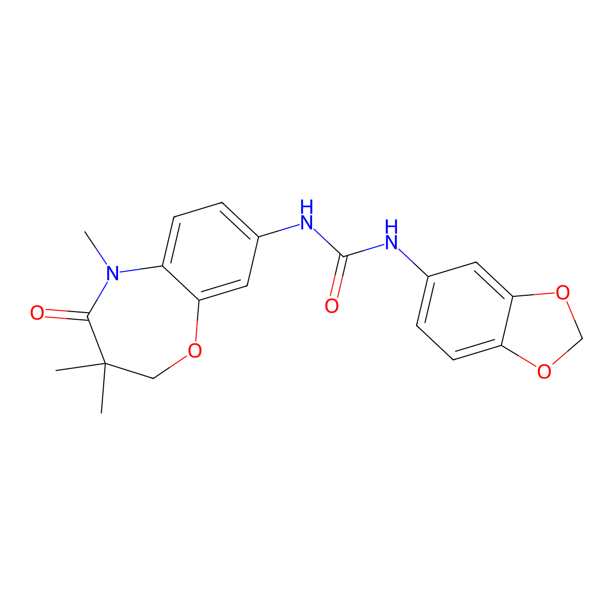 3-(2H-1,3-benzodioxol-5-yl)-1-(3,3,5-trimethyl-4-oxo-2,3,4,5-tetrahydro-1,5-benzoxazepin-8-yl)urea molecular structure, CAS 1171180-61-2