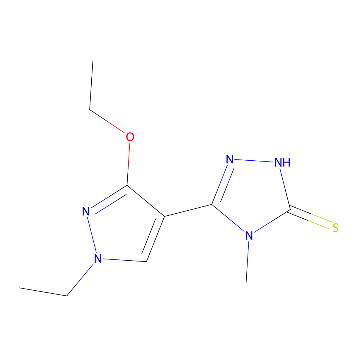 5-(3-ethoxy-1-ethyl-1H-pyrazol-4-yl)-4-methyl-4H-1,2,4-triazole-3-thiol molecular structure, CAS 1171183-27-9