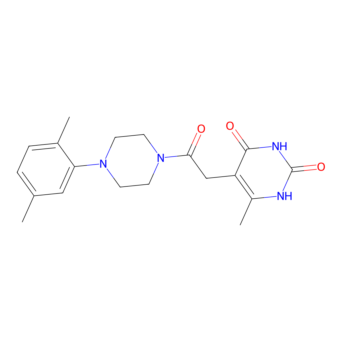 5-(2-(4-(2,5-dimethylphenyl)piperazin-1-yl)-2-oxoethyl)-6-methylpyrimidine-2,4(1H,3H)-dione molecular structure, CAS 1171184-42-1