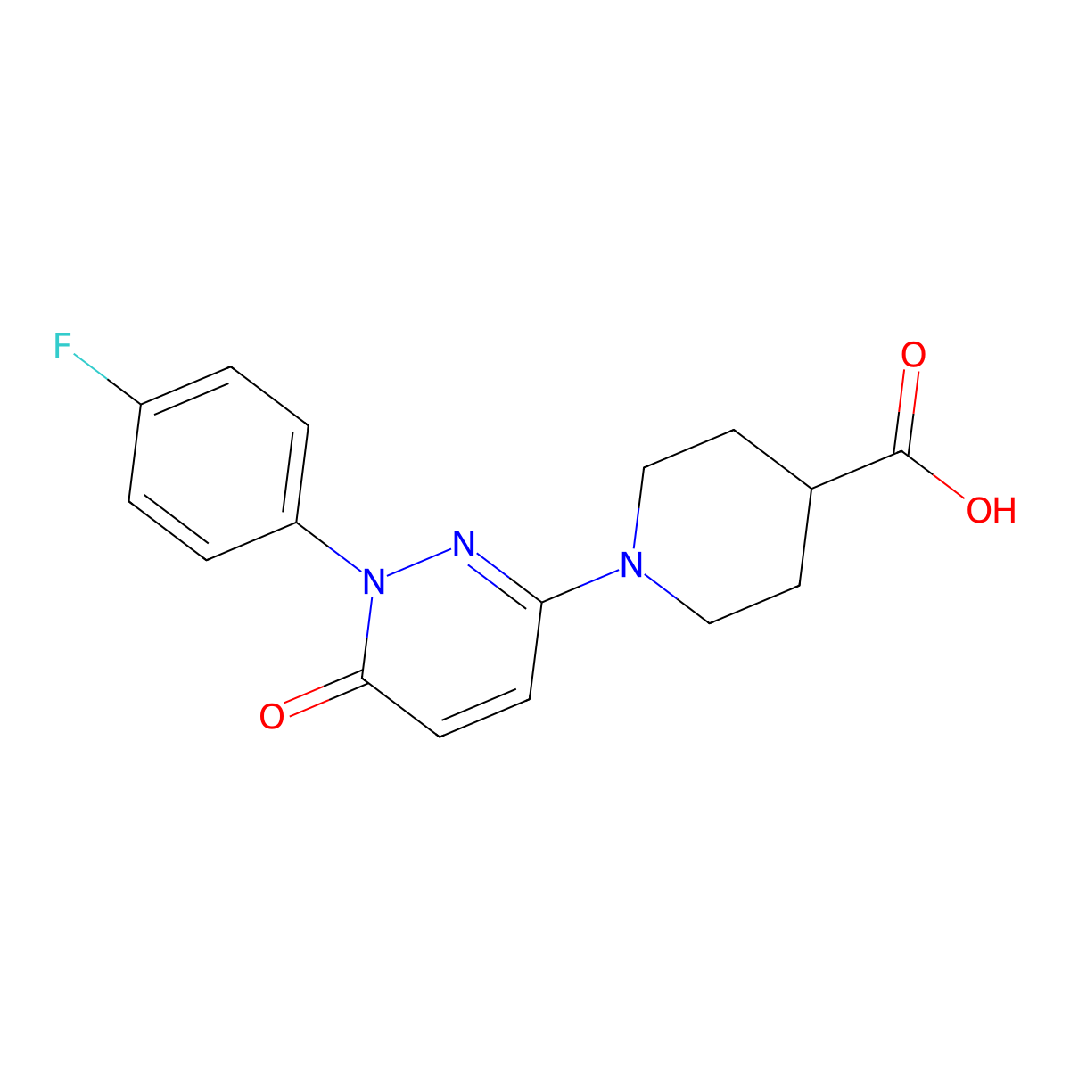 1-[1-(4-Fluorophenyl)-6-oxo-1,6-dihydropyridazin-3-yl]piperidine-4-carboxylic acid molecular structure, CAS 1171184-76-1