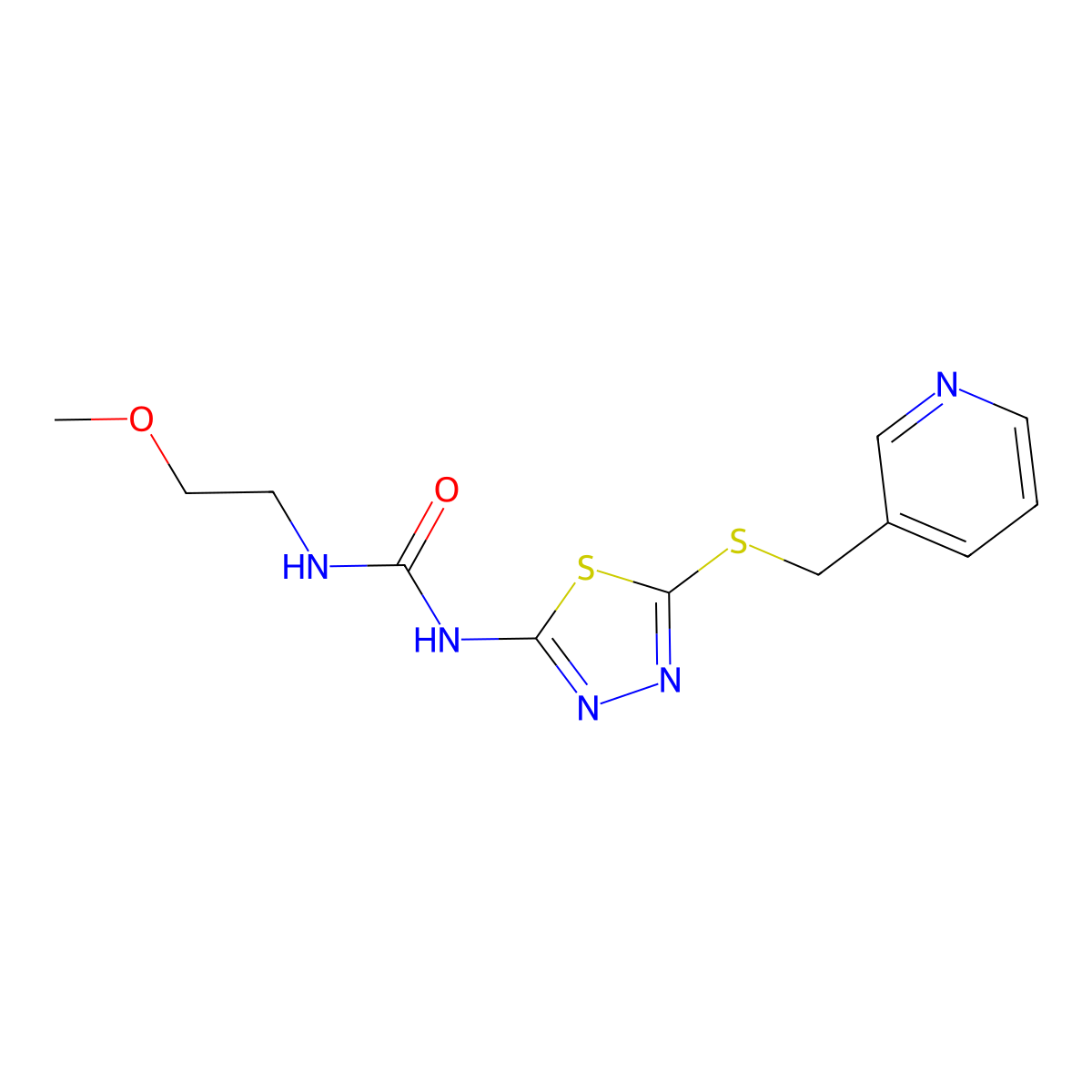 1-(2-Methoxyethyl)-3-(5-((pyridin-3-ylmethyl)thio)-1,3,4-thiadiazol-2-yl)urea molecular structure, CAS 1171188-78-5