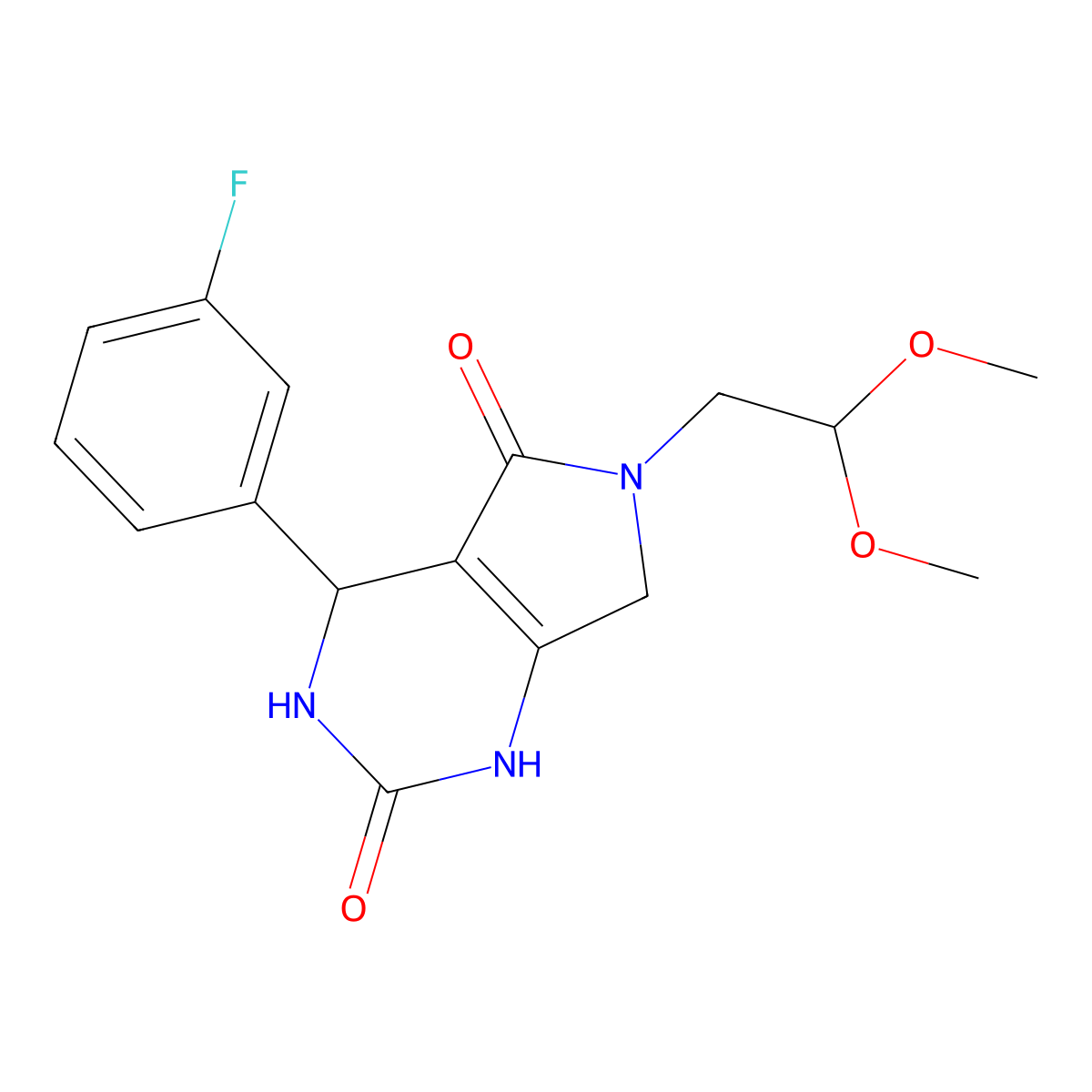 6-(2,2-dimethoxyethyl)-4-(3-fluorophenyl)-3,4,6,7-tetrahydro-1H-pyrrolo[3,4-d]pyrimidine-2,5-dione molecular structure, CAS 1171189-33-5