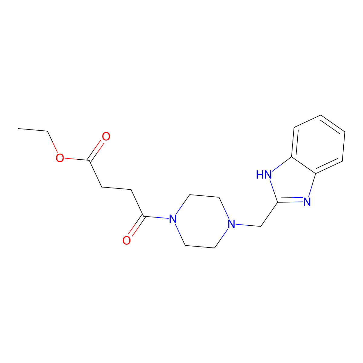 ethyl 4-(4-((1H-benzo[d]imidazol-2-yl)methyl)piperazin-1-yl)-4-oxobutanoate molecular structure, CAS 1171189-58-4