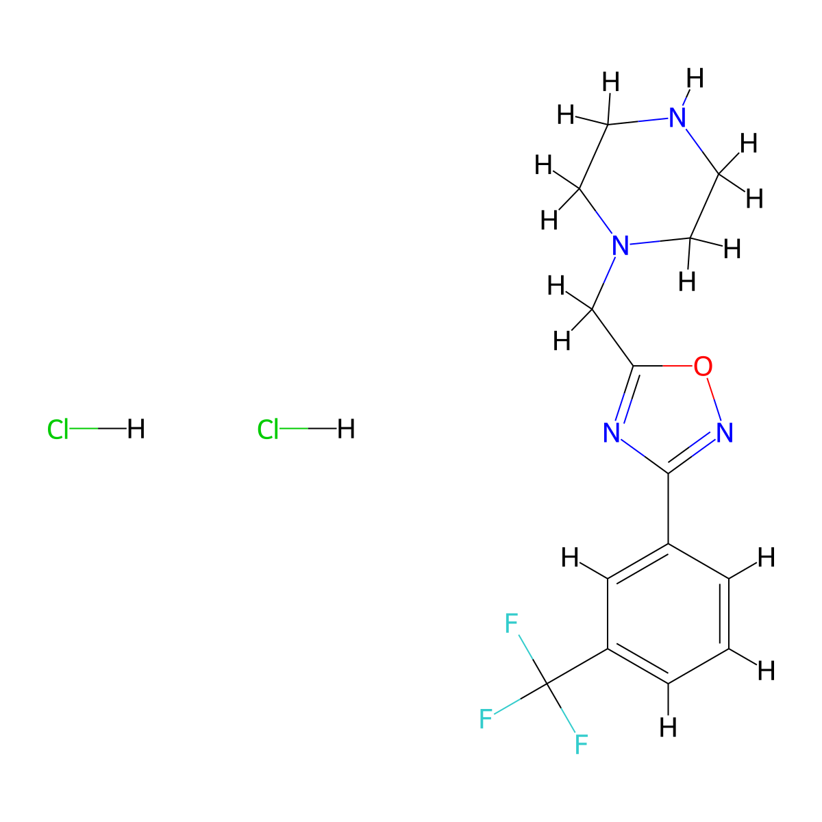 1-((3-(3-(Trifluoromethyl)phenyl)-1,2,4-oxadiazol-5-yl)methyl)piperazine dihydrochloride molecular structure, CAS 1171190-56-9