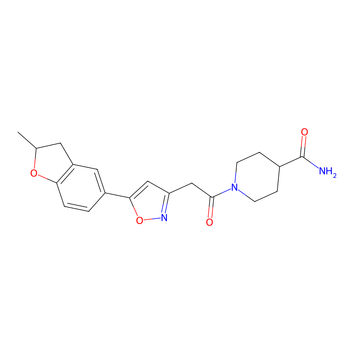 1-(2-(5-(2-Methyl-2,3-dihydrobenzofuran-5-yl)isoxazol-3-yl)acetyl)piperidine-4-carboxamide molecular structure, CAS 1171190-79-6