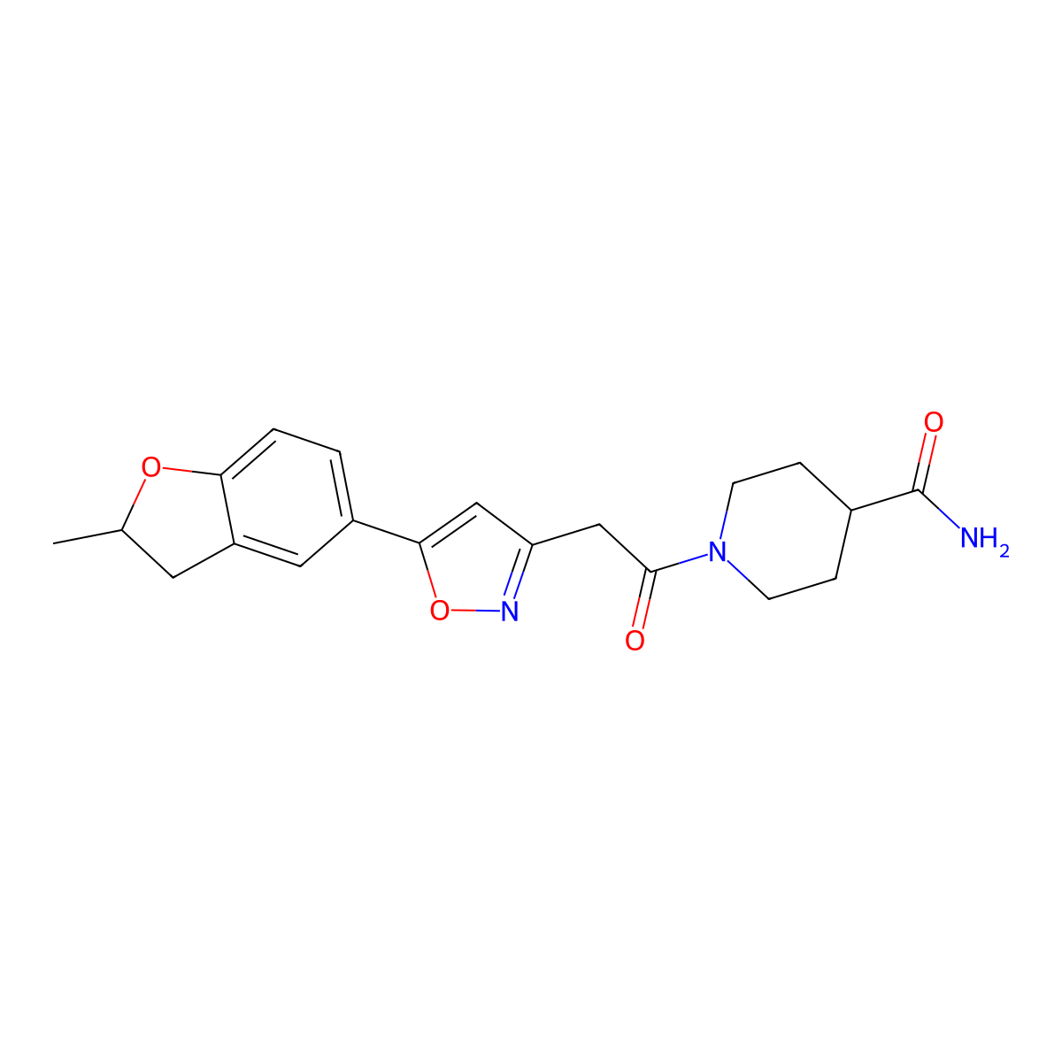 1-(2-(5-(2-Methyl-2,3-dihydrobenzofuran-5-yl)isoxazol-3-yl)acetyl)piperidine-4-carboxamide molecular structure, CAS 1171190-79-6