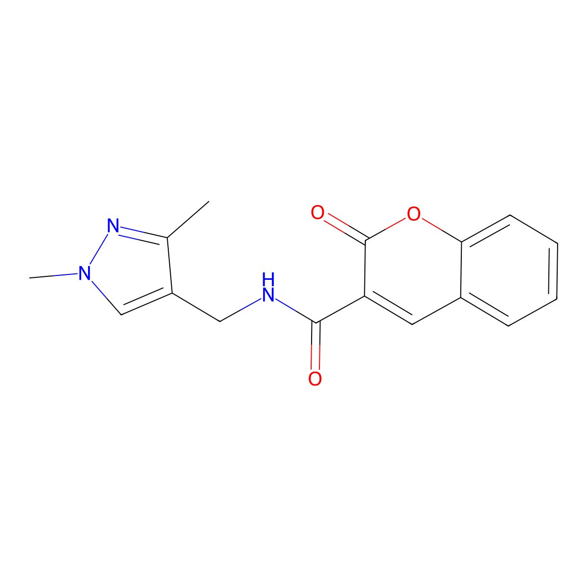 N-[(1,3-dimethyl-1H-pyrazol-4-yl)methyl]-2-oxo-2H-chromene-3-carboxamide molecular structure, CAS 1171191-22-2