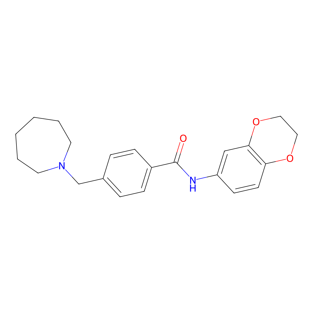 4-(azepan-1-ylmethyl)-N-(2,3-dihydro-1,4-benzodioxin-6-yl)benzamide molecular structure, CAS 1171193-68-2