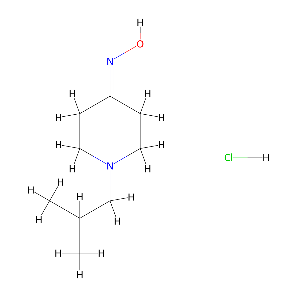 N-[1-(2-methylpropyl)piperidin-4-ylidene]hydroxylamine hydrochloride molecular structure, CAS 1171194-73-2