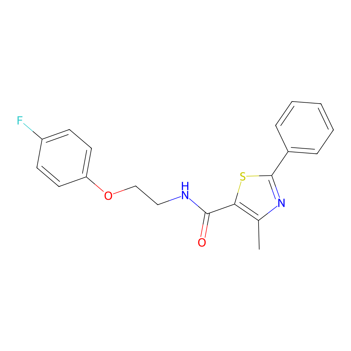 N-(2-(4-fluorophenoxy)ethyl)-4-methyl-2-phenylthiazole-5-carboxamide molecular structure, CAS 1171194-77-6