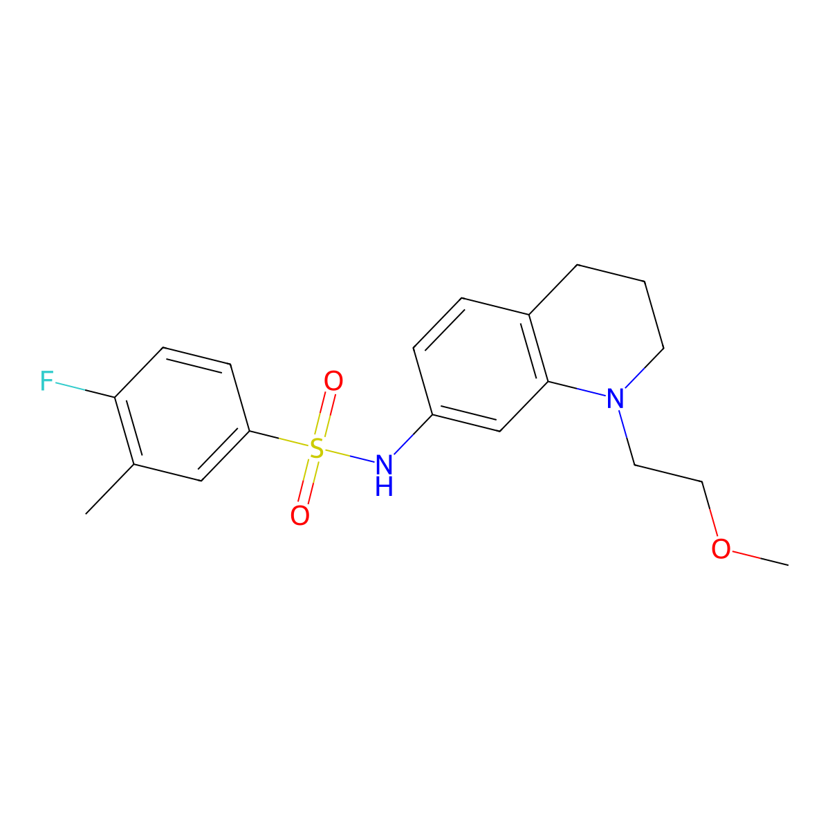 4-fluoro-N-(1-(2-methoxyethyl)-1,2,3,4-tetrahydroquinolin-7-yl)-3-methylbenzenesulfonamide molecular structure, CAS 1171195-38-2