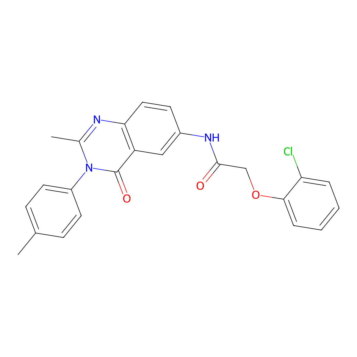 2-(2-chlorophenoxy)-N-(2-methyl-4-oxo-3-(p-tolyl)-3,4-dihydroquinazolin-6-yl)acetamide molecular structure, CAS 1171198-16-5
