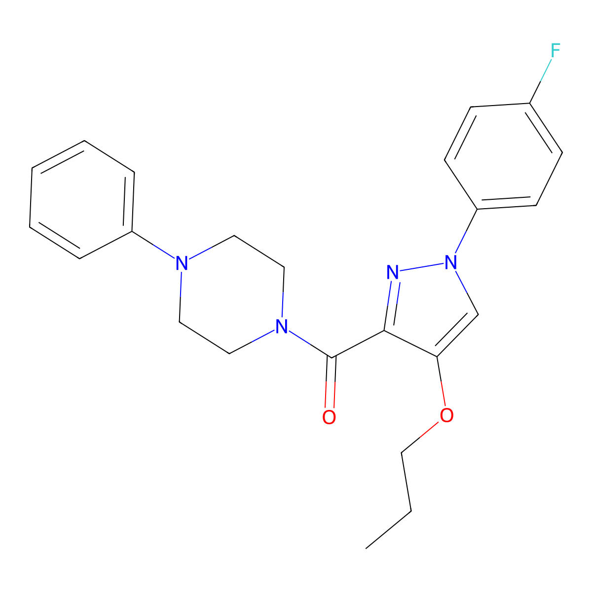 (1-(4-fluorophenyl)-4-propoxy-1H-pyrazol-3-yl)(4-phenylpiperazin-1-yl)methanone molecular structure, CAS 1171201-01-6