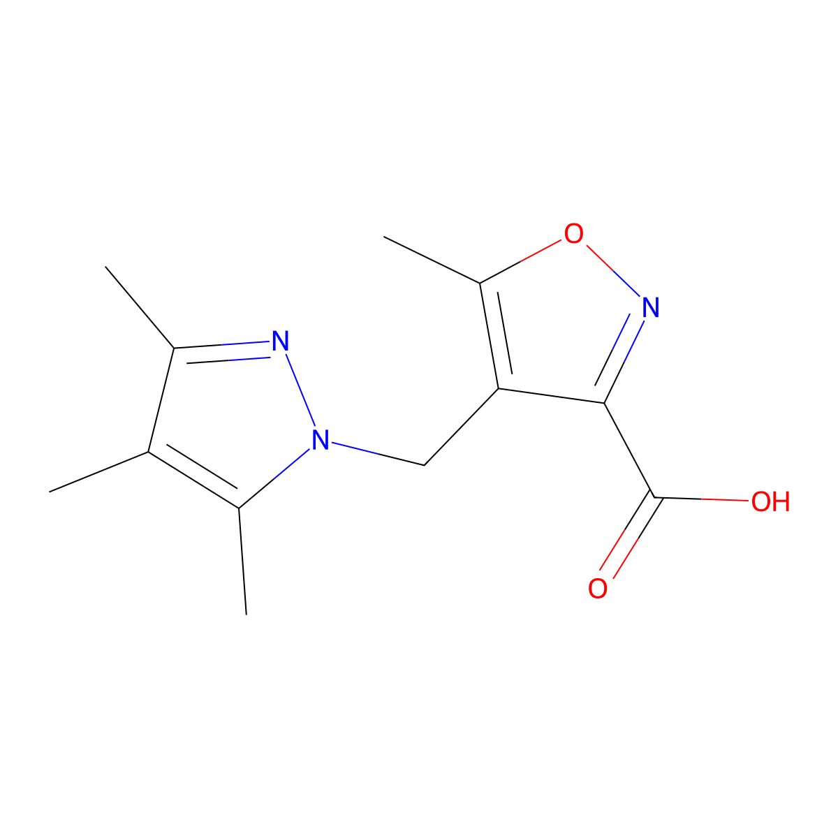 5-Methyl-4-[(3,4,5-trimethyl-1H-pyrazol-1-YL)-methyl]isoxazole-3-carboxylic acid molecular structure, CAS 1171201-11-8