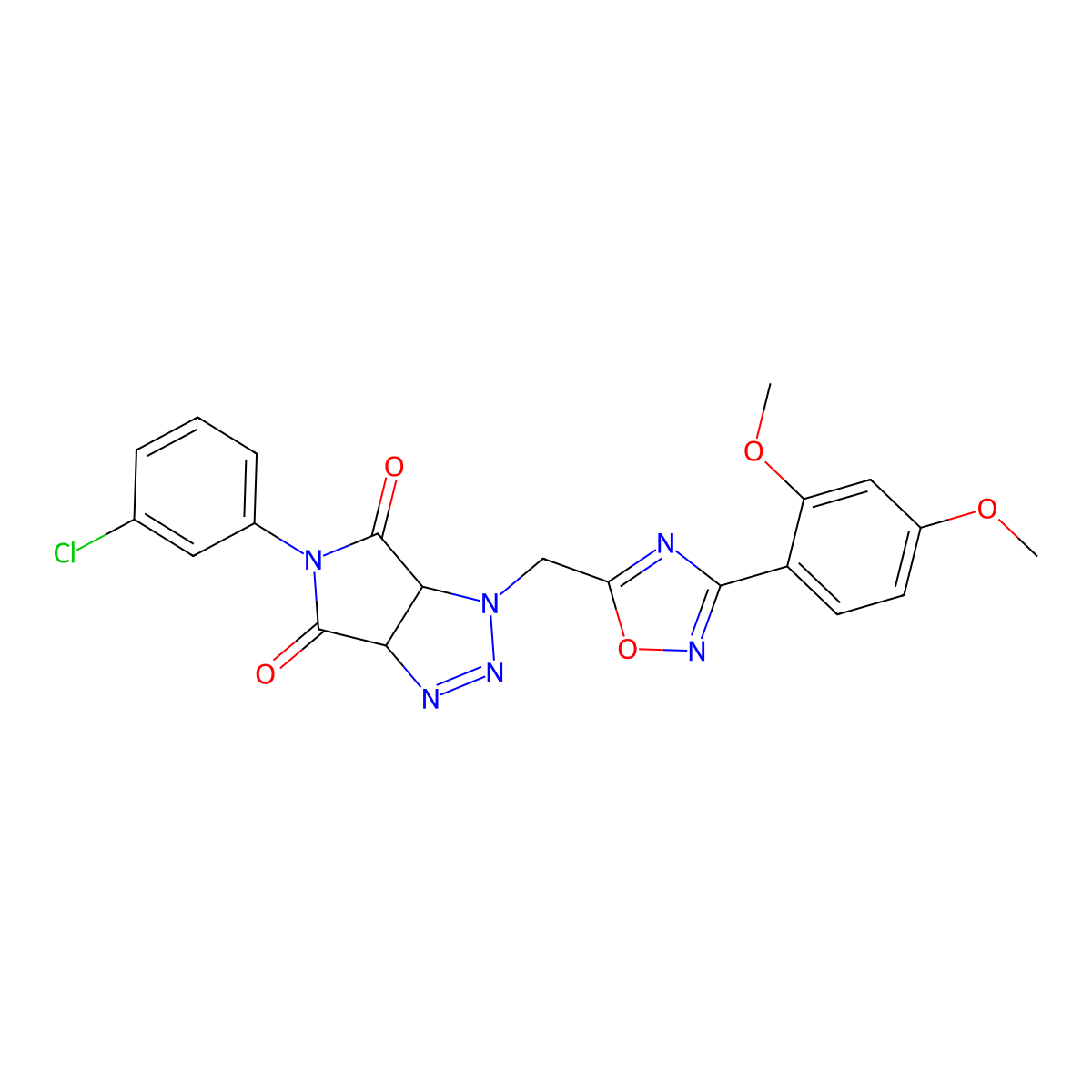 5-(3-chlorophenyl)-1-((3-(2,4-dimethoxyphenyl)-1,2,4-oxadiazol-5-yl)methyl)-1,6a-dihydropyrrolo[3,4-d][1,2,3]triazole-4,6(3aH,5H)-dione molecular structure, CAS 1171203-58-9