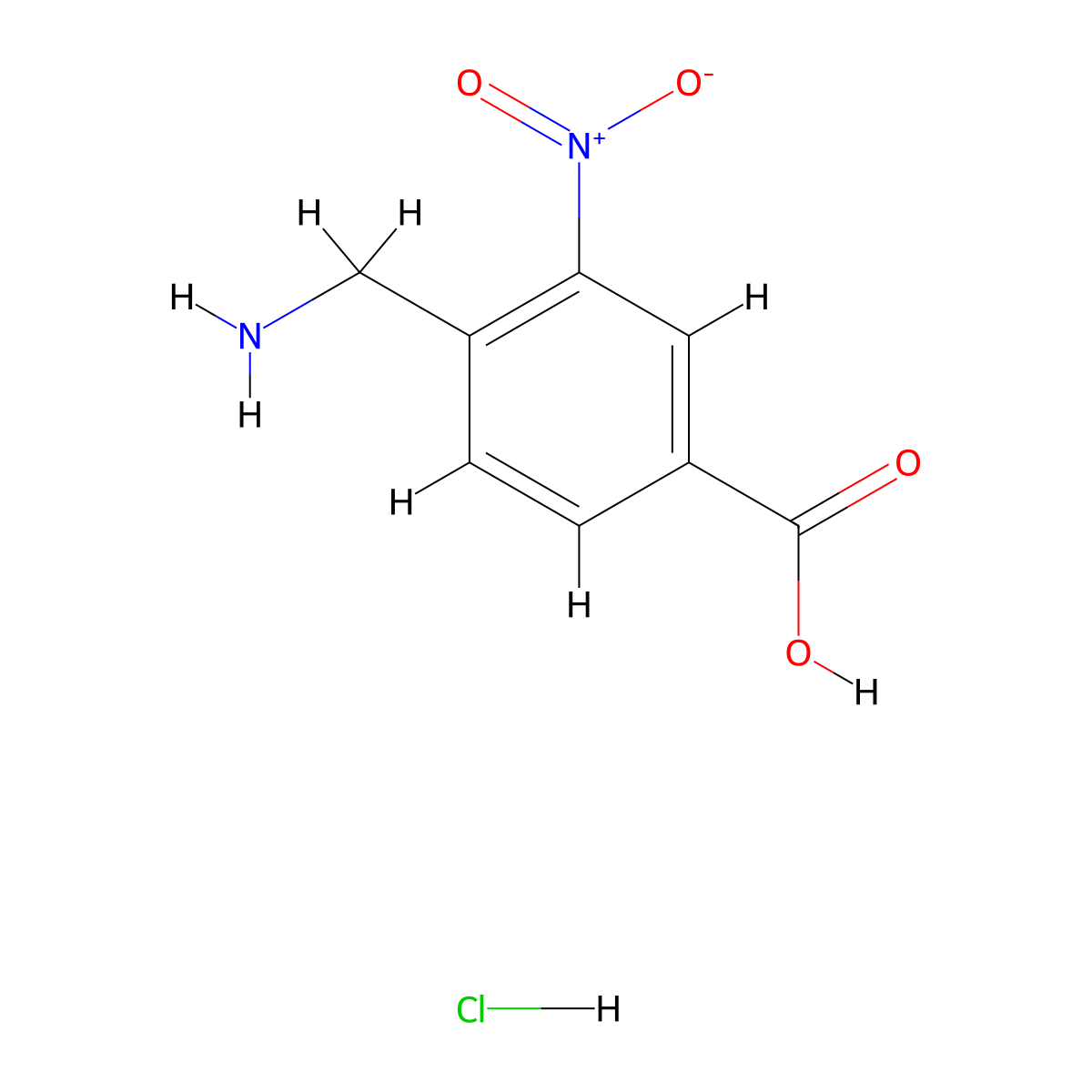4-(Aminomethyl)-3-nitrobenzoic acid hydrochloride molecular structure, CAS 117121-27-4