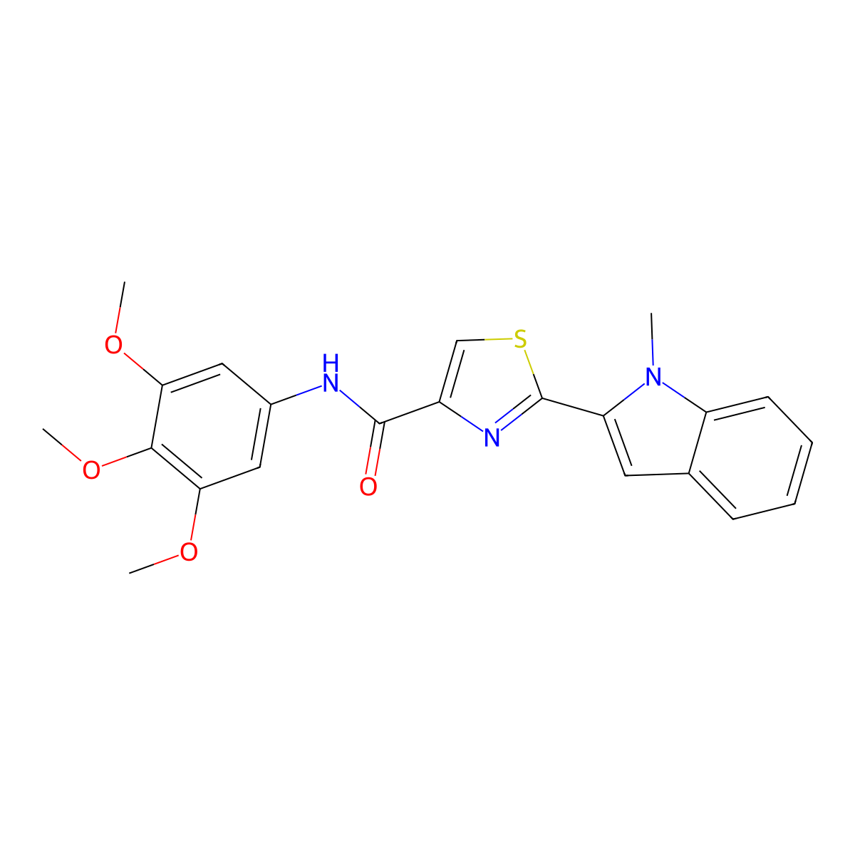 2-(1-methyl-1H-indol-2-yl)-N-(3,4,5-trimethoxyphenyl)thiazole-4-carboxamide molecular structure, CAS 1171210-28-8