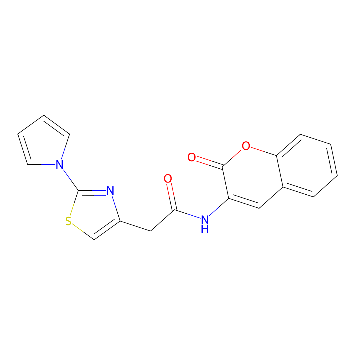 2-(2-(1H-pyrrol-1-yl)thiazol-4-yl)-N-(2-oxo-2H-chromen-3-yl)acetamide molecular structure, CAS 1171210-32-4