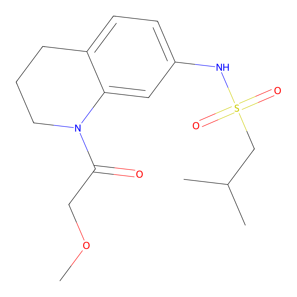 N-(1-(2-methoxyacetyl)-1,2,3,4-tetrahydroquinolin-7-yl)-2-methylpropane-1-sulfonamide molecular structure, CAS 1171213-10-7