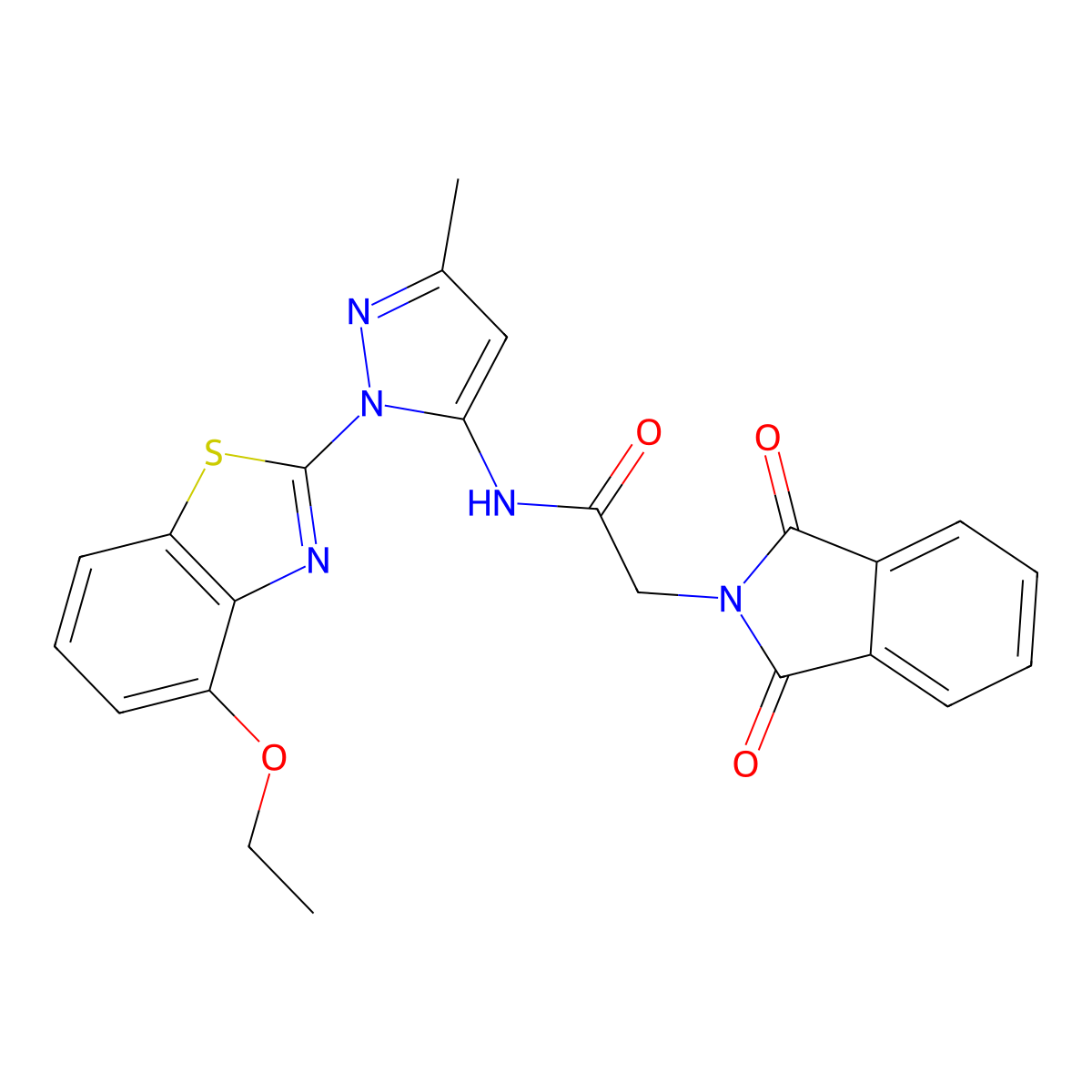 2-(1,3-dioxoisoindolin-2-yl)-N-(1-(4-ethoxybenzo[d]thiazol-2-yl)-3-methyl-1H-pyrazol-5-yl)acetamide molecular structure, CAS 1171214-43-9