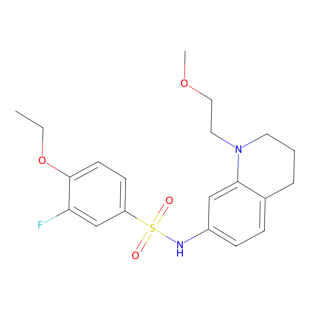 4-ethoxy-3-fluoro-N-(1-(2-methoxyethyl)-1,2,3,4-tetrahydroquinolin-7-yl)benzenesulfonamide molecular structure, CAS 1171216-15-1