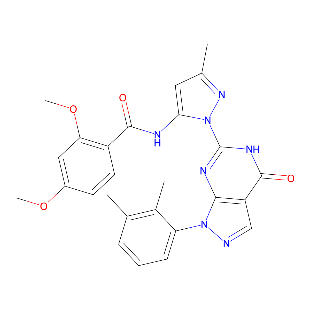 N-(1-(1-(2,3-dimethylphenyl)-4-oxo-4,5-dihydro-1H-pyrazolo[3,4-d]pyrimidin-6-yl)-3-methyl-1H-pyrazol-5-yl)-2,4-dimethoxybenzamide molecular structure, CAS 1171218-23-7
