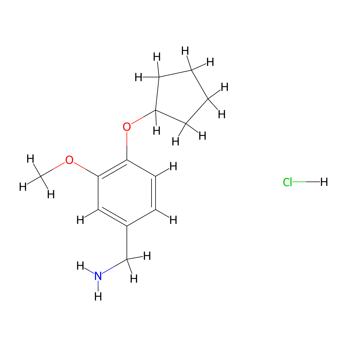 [4-(Cyclopentyloxy)-3-methoxyphenyl]methanamine hydrochloride molecular structure, CAS 1171219-66-1