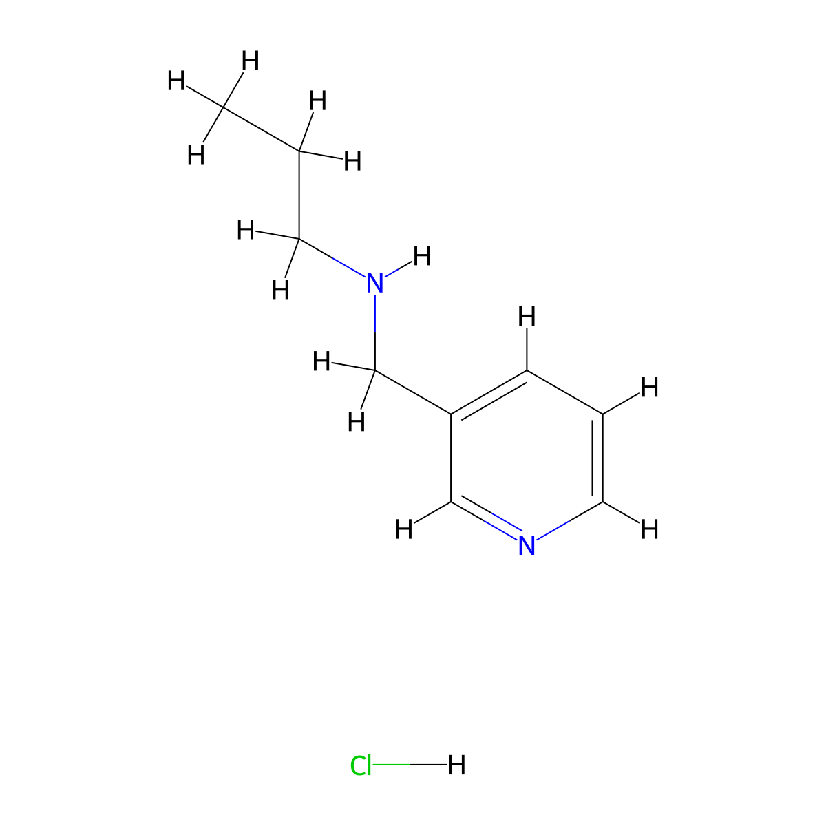 Propyl((pyridin-3-yl)methyl)amine hydrochloride molecular structure, CAS 117122-72-2