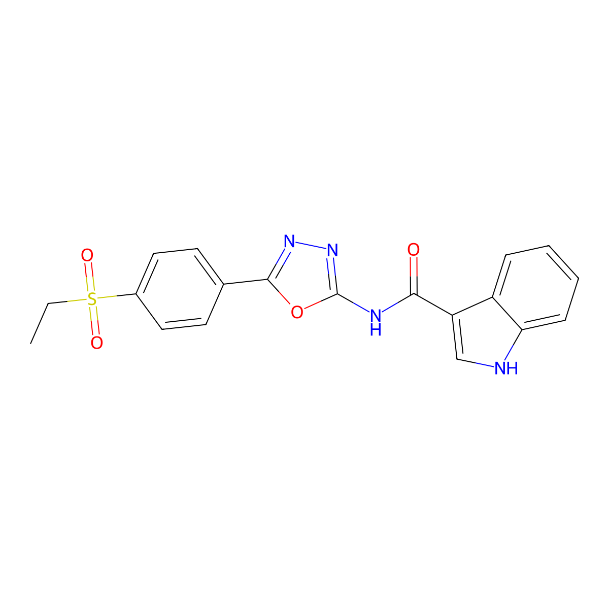 N-(5-(4-(ethylsulfonyl)phenyl)-1,3,4-oxadiazol-2-yl)-1H-indole-3-carboxamide molecular structure, CAS 1171221-29-6