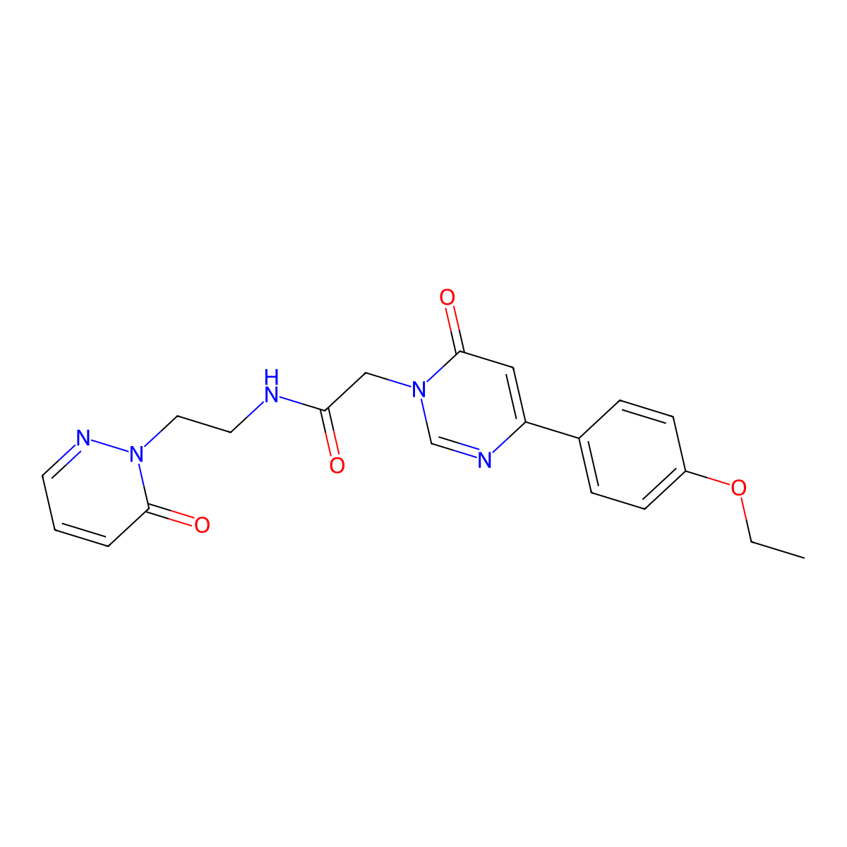 2-(4-(4-ethoxyphenyl)-6-oxopyrimidin-1(6H)-yl)-N-(2-(6-oxopyridazin-1(6H)-yl)ethyl)acetamide molecular structure, CAS 1171222-95-9