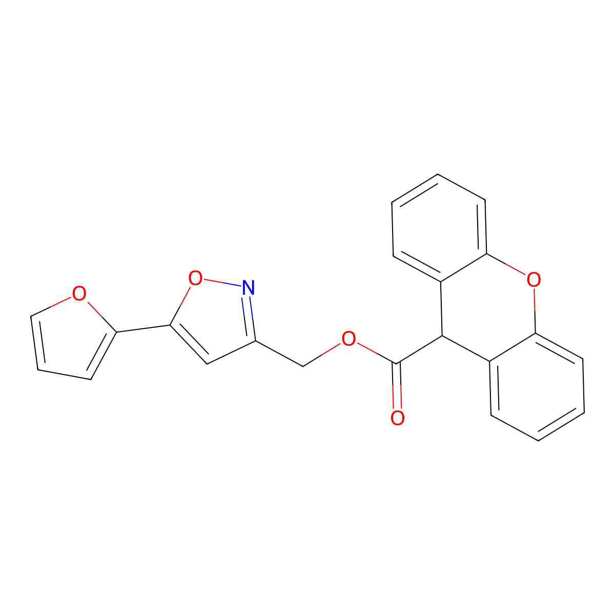 [5-(furan-2-yl)-1,2-oxazol-3-yl]methyl 9H-xanthene-9-carboxylate molecular structure, CAS 1171225-11-8