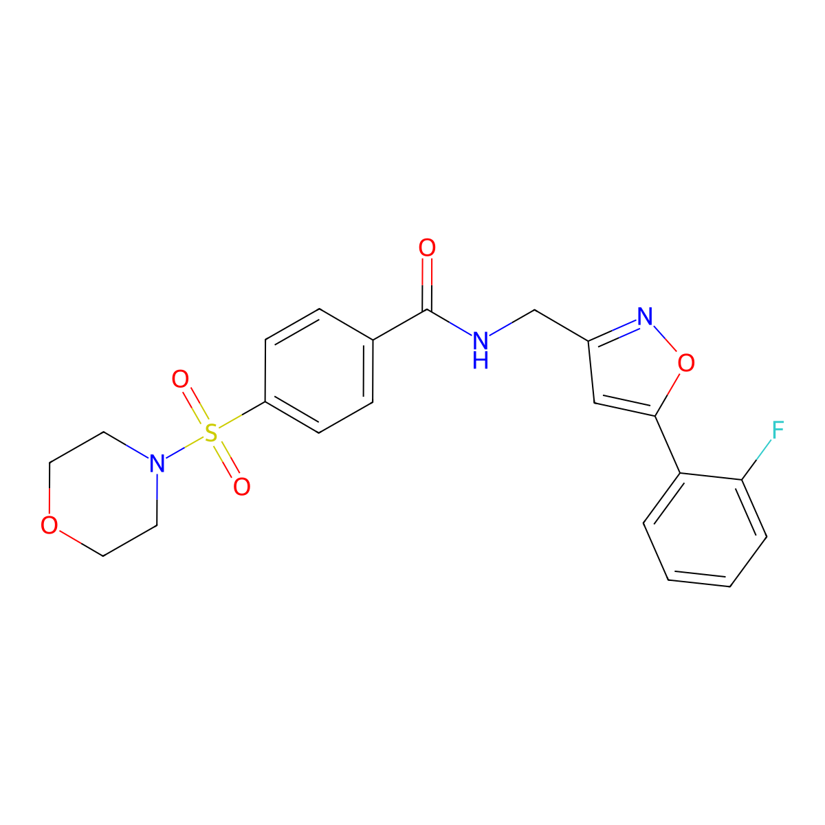 N-((5-(2-fluorophenyl)isoxazol-3-yl)methyl)-4-(morpholinosulfonyl)benzamide molecular structure, CAS 1171225-41-4