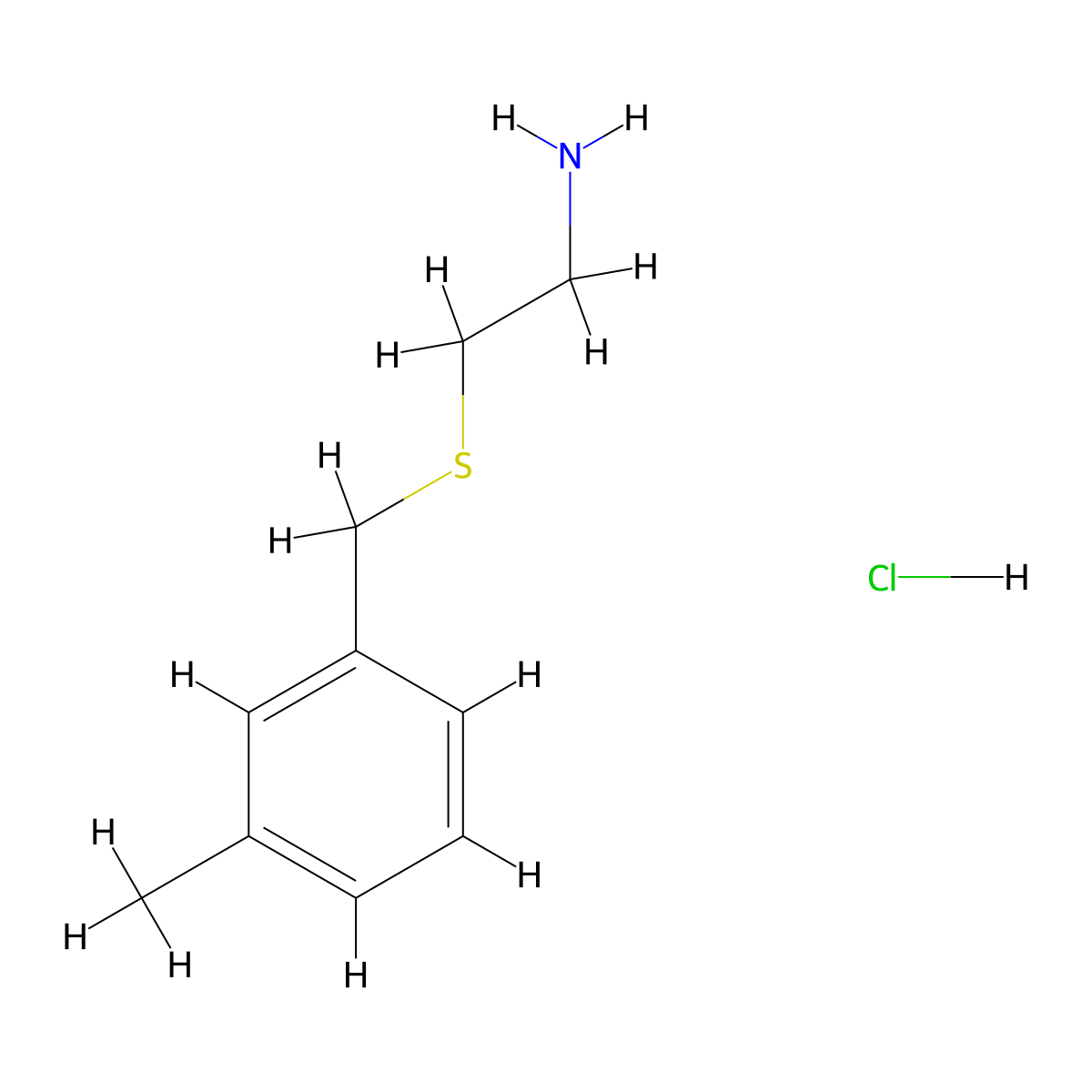 2-[(3-Methylbenzyl)sulfanyl]ethylamine hydrochloride molecular structure, CAS 1171226-58-6
