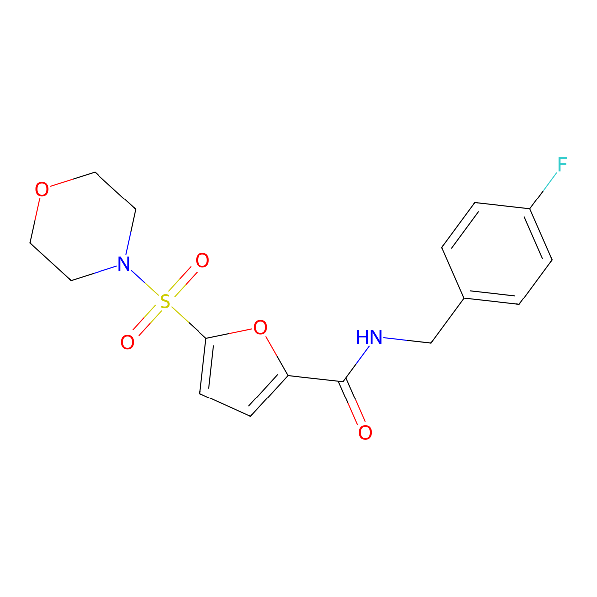 N-(4-fluorobenzyl)-5-(morpholinosulfonyl)furan-2-carboxamide molecular structure, CAS 1171228-05-9