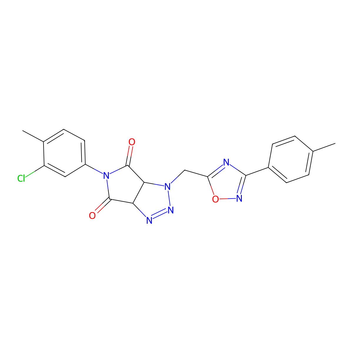 5-(3-chloro-4-methylphenyl)-1-((3-(p-tolyl)-1,2,4-oxadiazol-5-yl)methyl)-1,6a-dihydropyrrolo[3,4-d][1,2,3]triazole-4,6(3aH,5H)-dione molecular structure, CAS 1171228-84-4