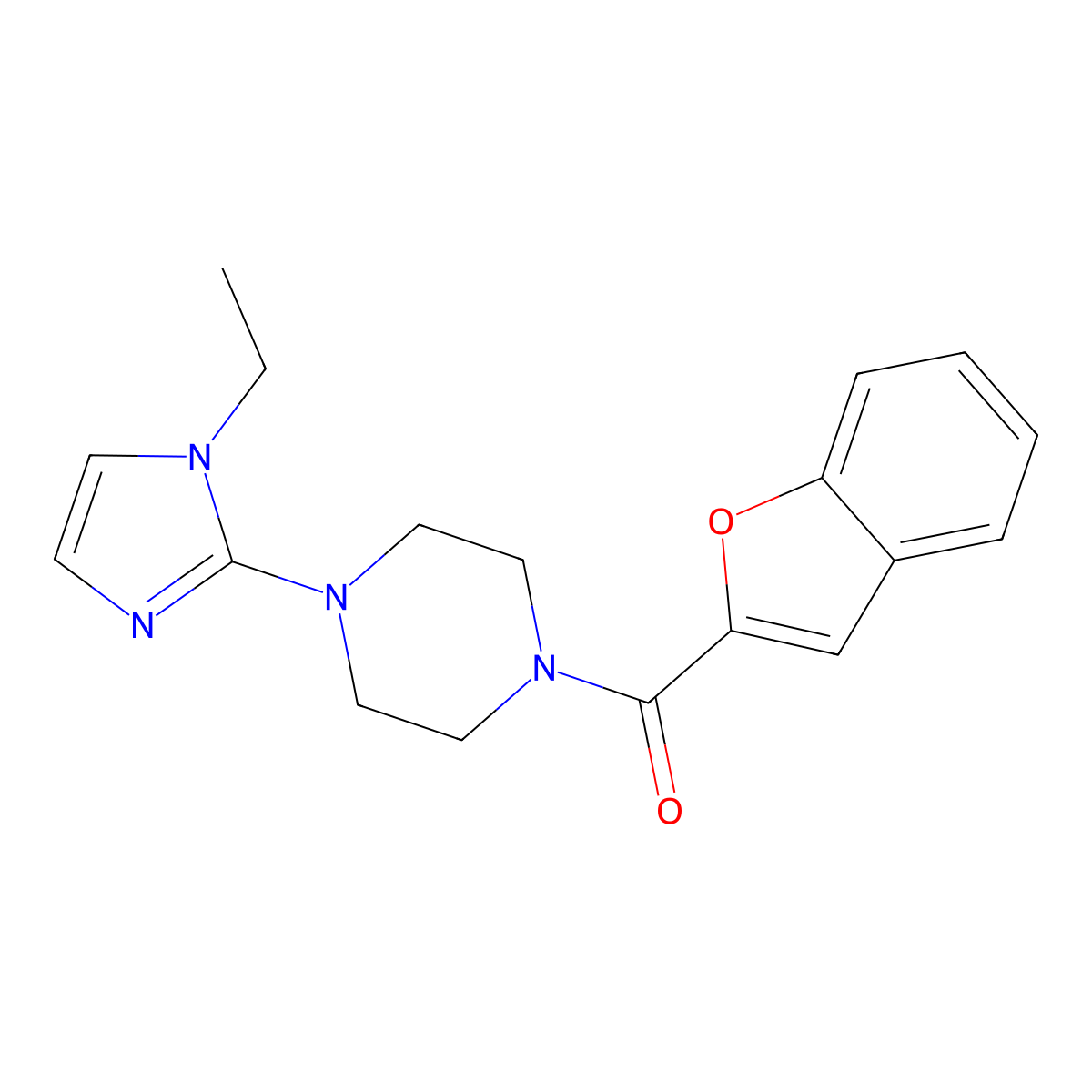 Benzofuran-2-yl(4-(1-ethyl-1H-imidazol-2-yl)piperazin-1-yl)methanone molecular structure, CAS 1171228-92-4