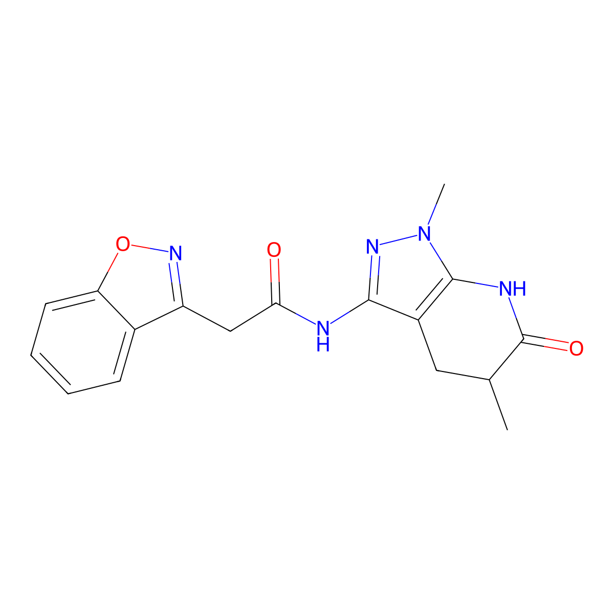 2-(benzo[d]isoxazol-3-yl)-N-(1,5-dimethyl-6-oxo-4,5,6,7-tetrahydro-1H-pyrazolo[3,4-b]pyridin-3-yl)acetamide molecular structure, CAS 1171230-17-3