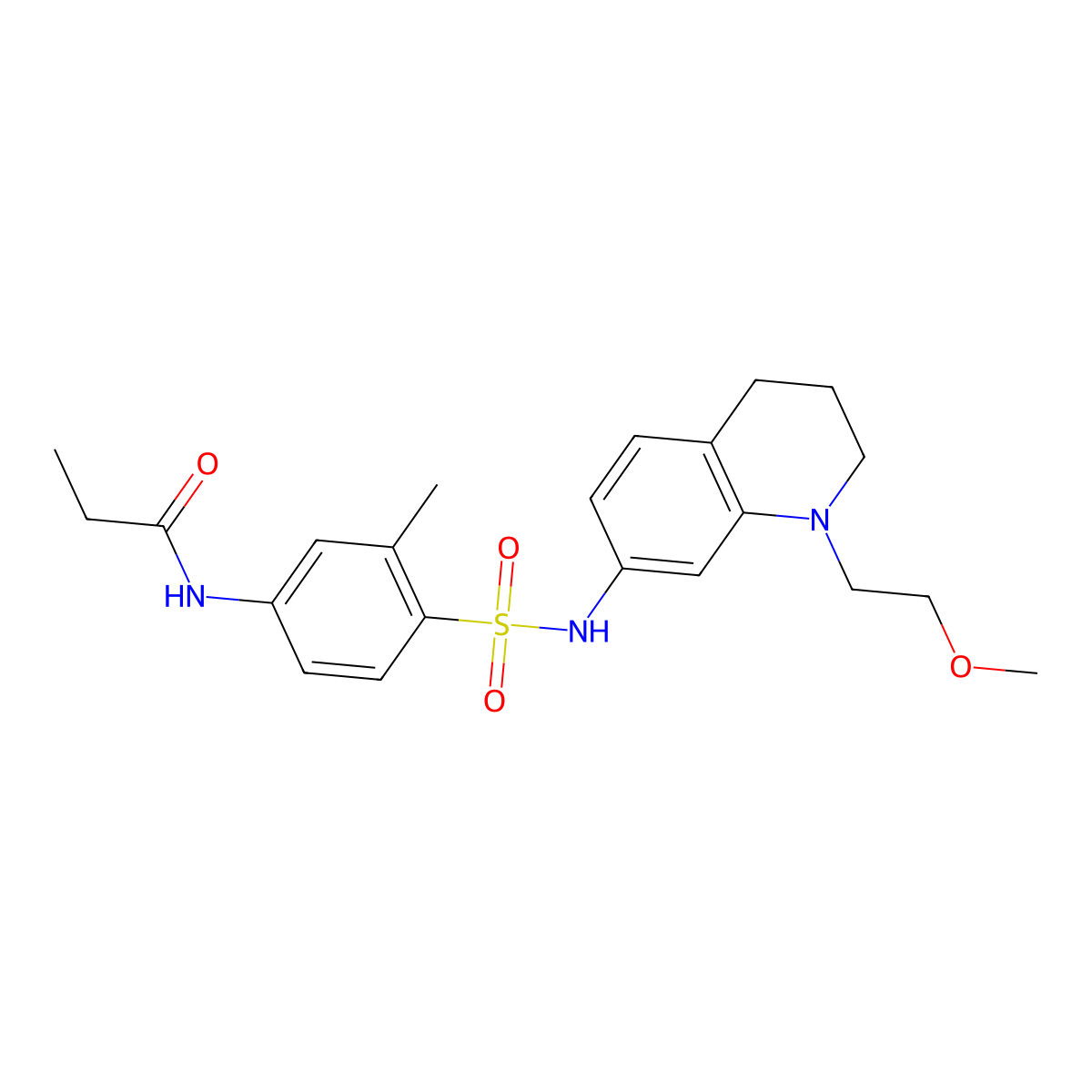 N-(4-(N-(1-(2-methoxyethyl)-1,2,3,4-tetrahydroquinolin-7-yl)sulfamoyl)-3-methylphenyl)propionamide molecular structure, CAS 1171230-34-4