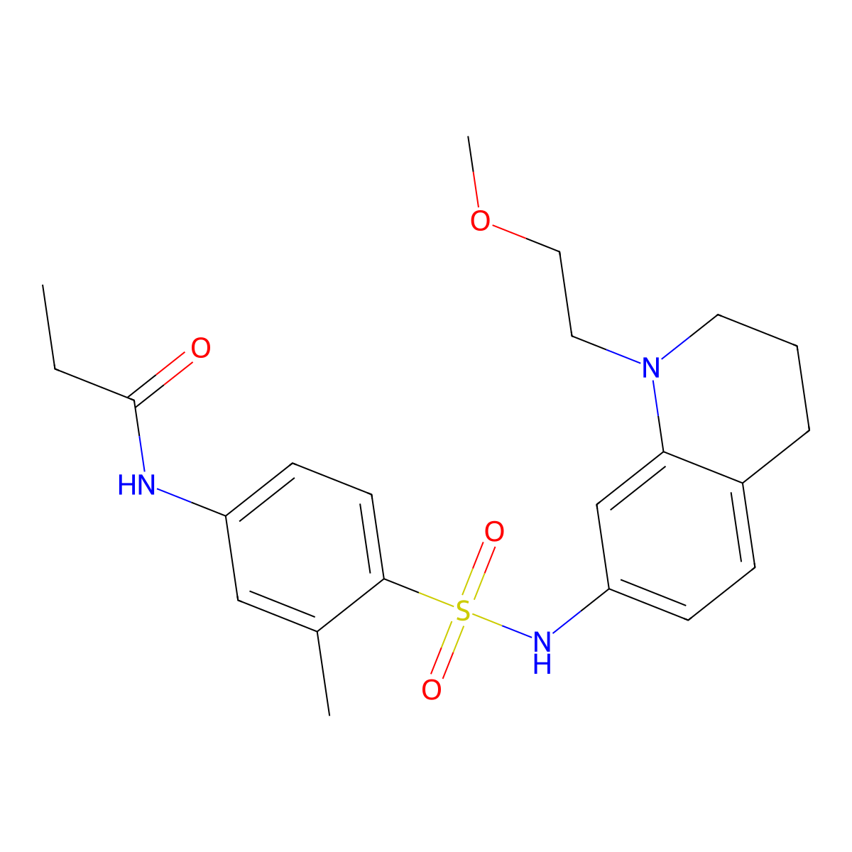 N-(4-(N-(1-(2-methoxyethyl)-1,2,3,4-tetrahydroquinolin-7-yl)sulfamoyl)-3-methylphenyl)propionamide molecular structure, CAS 1171230-34-4