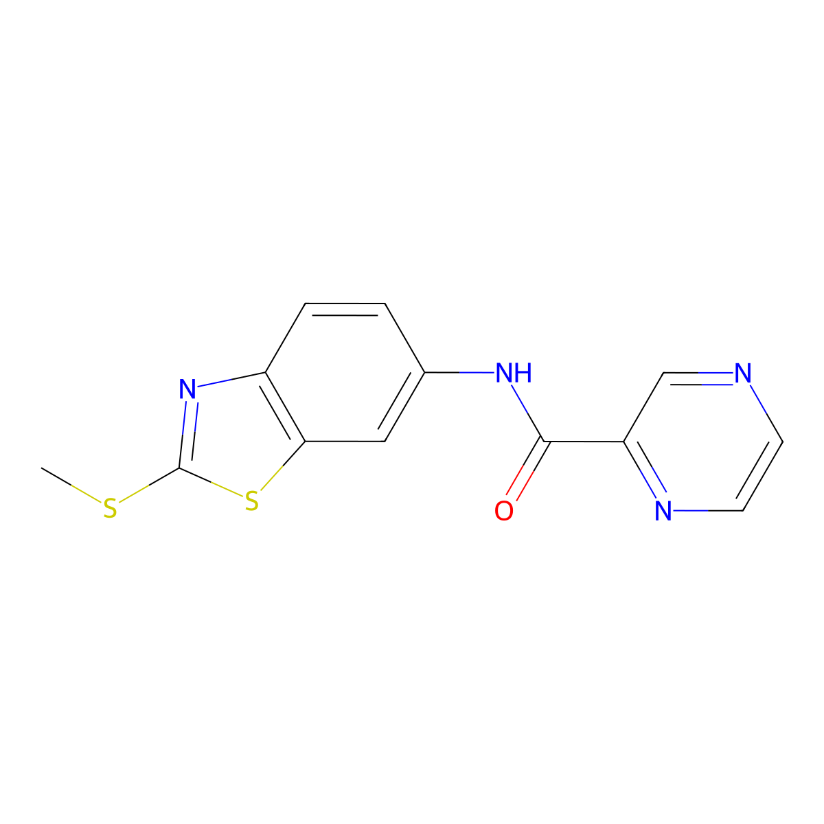 N-(2-(methylthio)benzo[d]thiazol-6-yl)pyrazine-2-carboxamide molecular structure, CAS 1171233-46-7