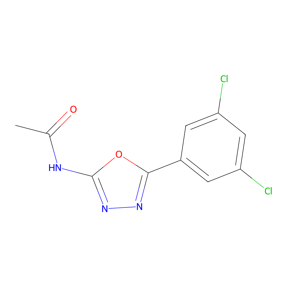 N-[5-(3,5-dichlorophenyl)-1,3,4-oxadiazol-2-yl]acetamide molecular structure, CAS 1171233-71-8