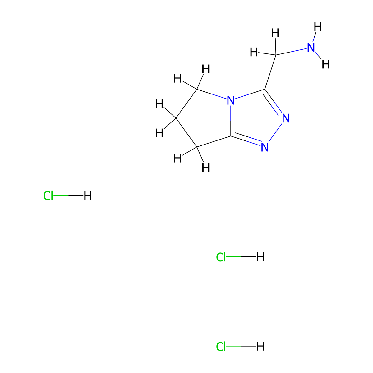 3-(Aminomethyl)-6,7-dihydro-5H-pyrrolo[2,1-c][1,2,4]triazole trihydrochloride molecular structure, CAS 1171236-13-7