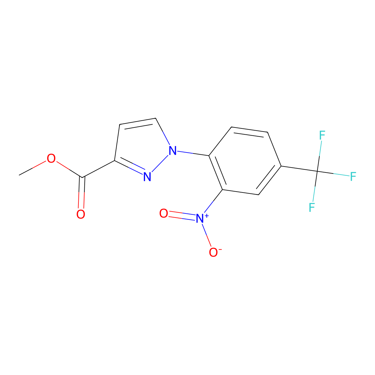 methyl 1-[2-nitro-4-(trifluoromethyl)phenyl]-1H-pyrazole-3-carboxylate molecular structure, CAS 1171236-26-2